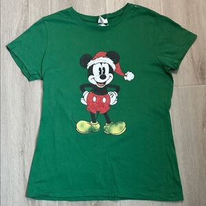 Green Mickey Mouse Christmas T-Shirt size Xs